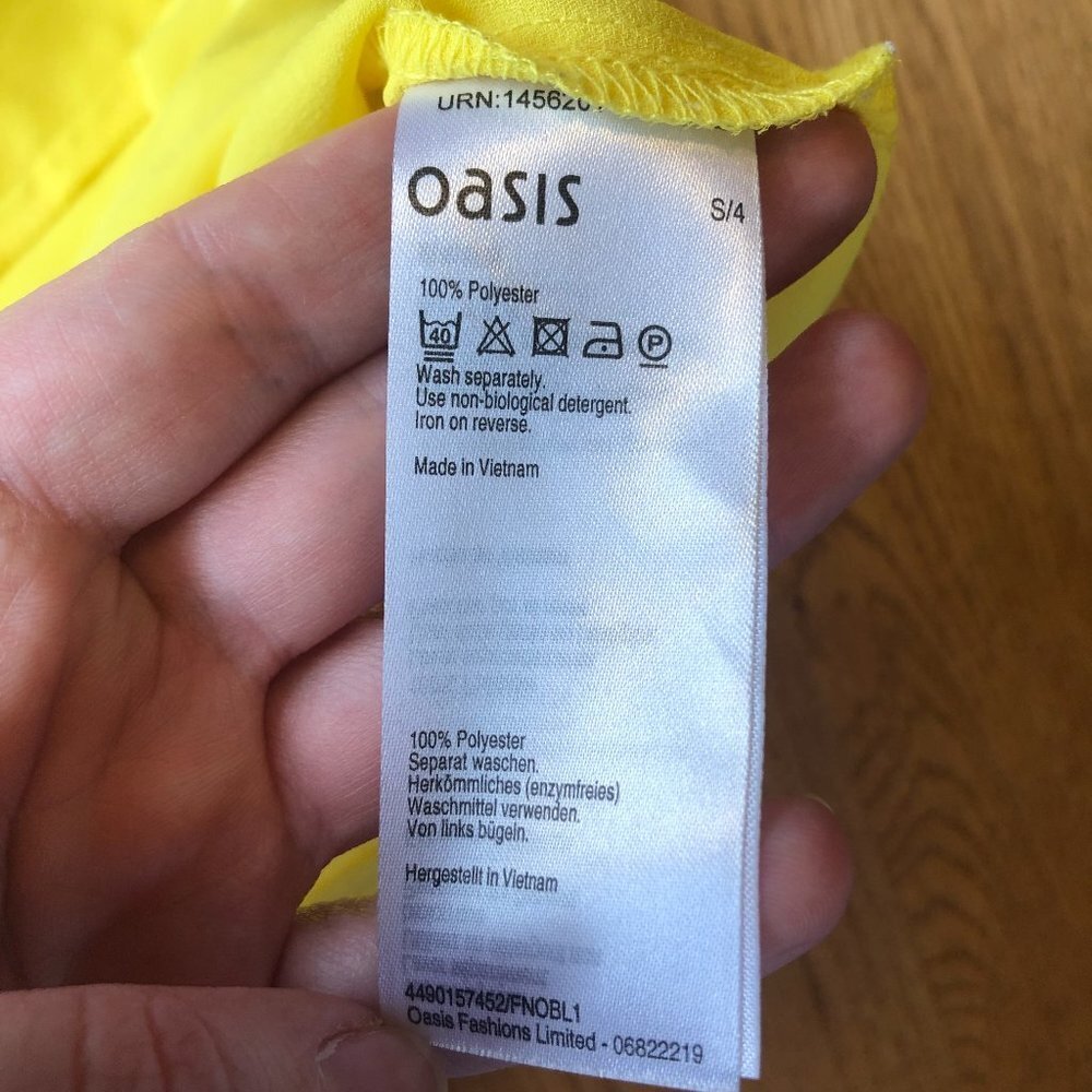 Oasis Yellow Blouse Size 10/36 - Picture 5 of 11